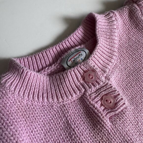Vintage Talbots Kids Henley Sweater Baby Size 18 Months Pink Bows Flowers - Picture 7 of 8